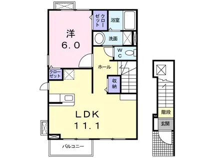 メイプル(1LDK/2階)の間取り写真