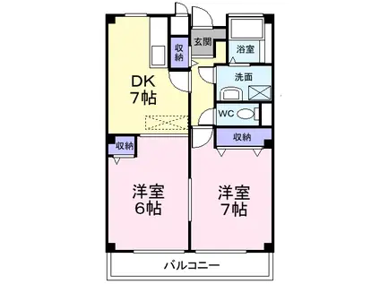 フロール(2DK/2階)の間取り写真