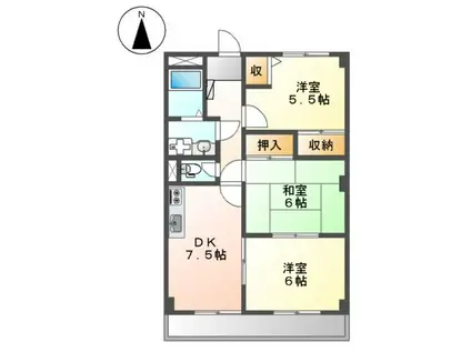 ラ・フォーレ松ノ下(3DK/3階)の間取り写真