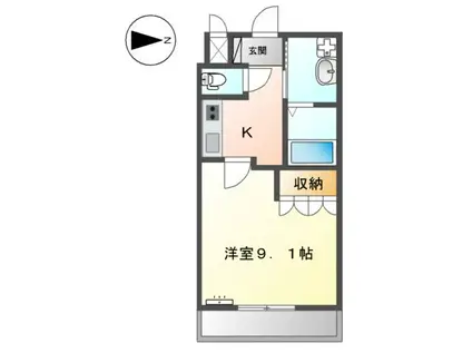 パームヒルズ(1K/2階)の間取り写真