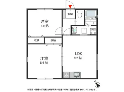 南海電鉄南海本線 岸和田駅 徒歩6分 1階建 築13年(2DK)の間取り写真