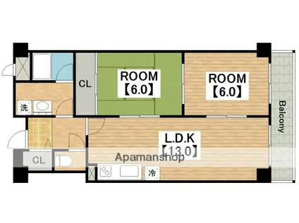 パレス中もず(2LDK/1階)の間取り写真