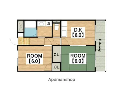 SENSE COURT堺上野芝(2DK/3階)の間取り写真