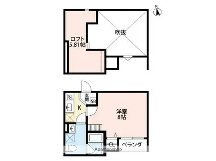 アクアリンピア(ワンルーム/1階)の間取り写真