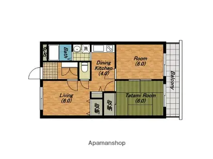 ラグジェレディK壱号館(2LDK/3階)の間取り写真