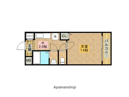 ル・ソワール金岡(1K/1階)の間取り写真