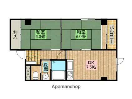 グレースサカイ(2DK/2階)の間取り写真