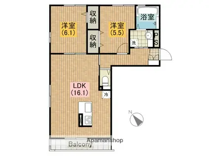 メゾン シュシュ(2LDK/2階)の間取り写真