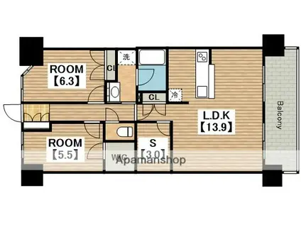 リビオ堺ステーションシティ(2SLDK/14階)の間取り写真