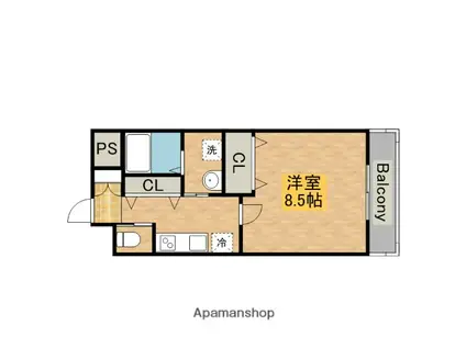 サンセレーノ堺東(1K/2階)の間取り写真