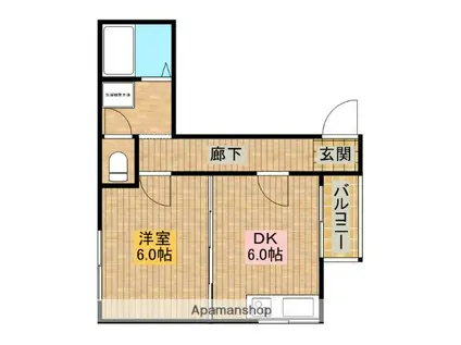 新在家マンション(1DK/4階)の間取り写真