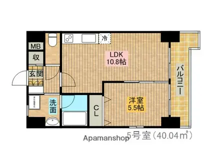 BELLE FONTAINE(1LDK/6階)の間取り写真