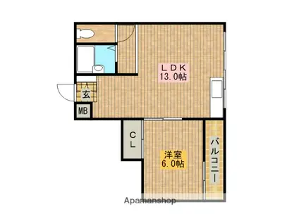 メゾン・ドゥ・メール東湊(1LDK/3階)の間取り写真