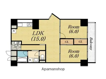 堺フェニックスハイツ(2LDK/1階)の間取り写真