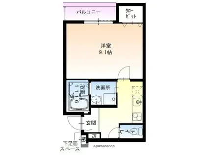 フジパレス堺諏訪森ノース(1K/3階)の間取り写真