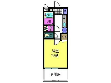 ドミール鳳(1K/1階)の間取り写真