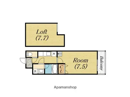 フジパレス北王子(1K/2階)の間取り写真