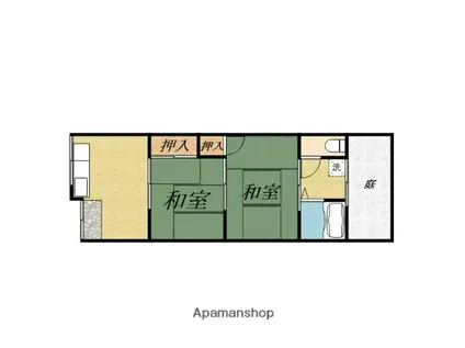 旭ヶ丘南(2K/1階)の間取り写真