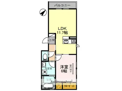 HERITAGE中百舌鳥(1LDK/2階)の間取り写真