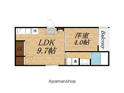 パークテラス住吉公園(1LDK/2階)の間取り写真