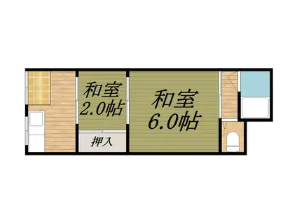 コーポカワサキ(2K/2階)の間取り写真