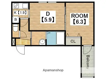 フジパレス諏訪ノ森Ⅲ番館(1DK/3階)の間取り写真