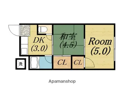 グリーンリッジ堺(2K/2階)の間取り写真