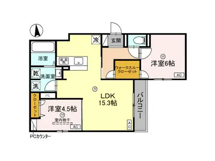 ライジング ヒルズ(2LDK/2階)の間取り写真
