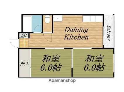 大栄マンション(2DK/3階)の間取り写真