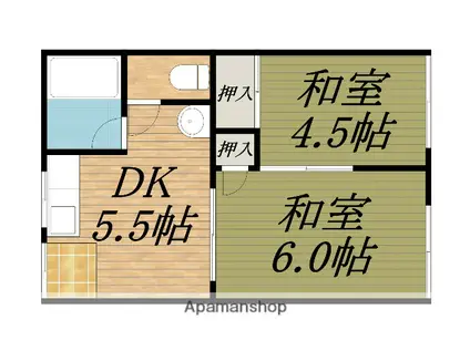 野口文化東棟(2DK/2階)の間取り写真