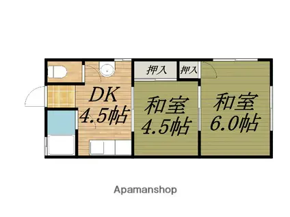 日高マンション(2DK/4階)の間取り写真