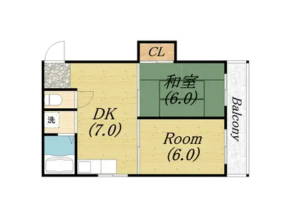 ウエストコーポ平岡(2LDK/4階)の間取り写真
