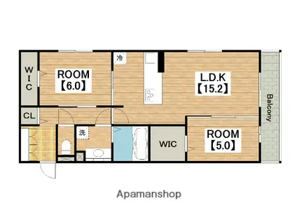 ラ ヴィータ鳳(2LDK/2階)の間取り写真