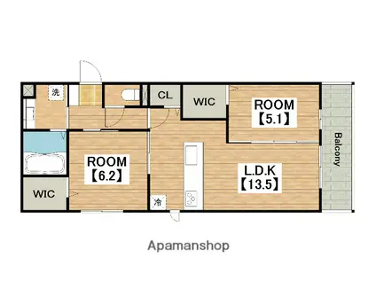 パサログランデ永代町(2LDK/1階)の間取り写真