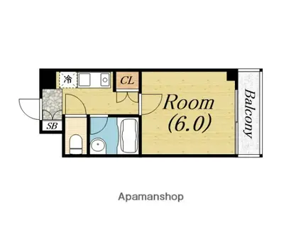 バードヒル鳳(1K/3階)の間取り写真