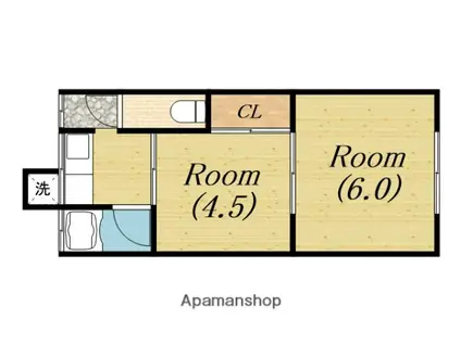 堺市北区長曾根町アパート(2K/2階)の間取り写真