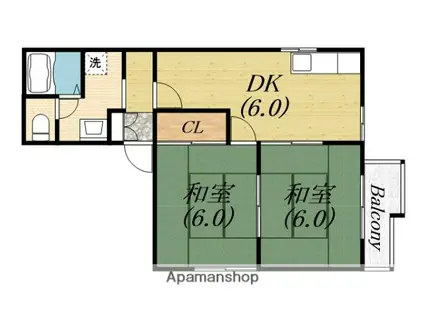 メゾンフローラル(2DK/2階)の間取り写真