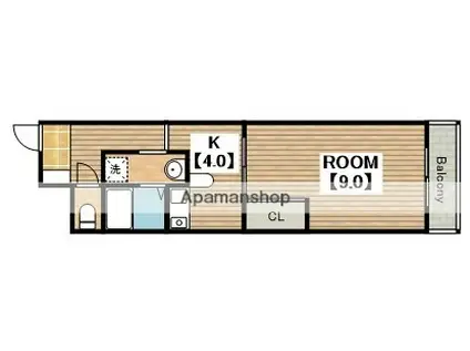 サンパティークちぐさ2(1K/4階)の間取り写真