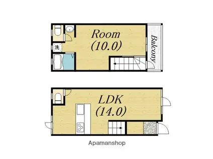 阪和線 上野芝駅 徒歩9分 2階建 築59年(1LDK)の間取り写真