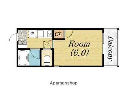シャルマンフジ諏訪ノ森(1K/3階)の間取り写真