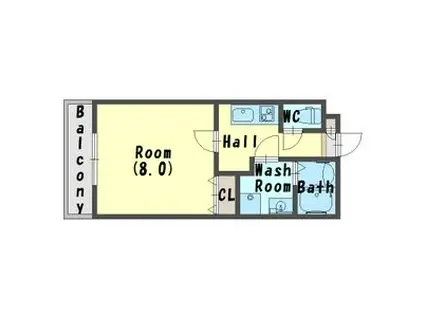 フェリーチェ石津(1K/3階)の間取り写真