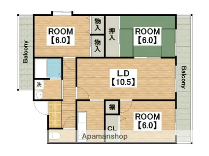 ISE伊勢 北長尾町7811(3LDK/6階)の間取り写真