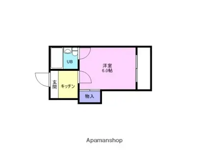 阪和線 六十谷駅 徒歩5分 2階建 築34年(1K/1階)の間取り写真