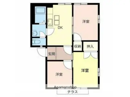 和歌山線 岩出駅 徒歩30分 2階建 築28年(3DK/1階)の間取り写真