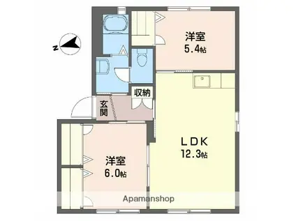 和歌山線 打田駅 徒歩20分 2階建 築25年(2LDK/1階)の間取り写真