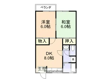 阪和線 紀伊駅 徒歩36分 2階建 築30年(2DK/2階)の間取り写真