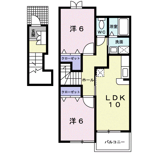 ノースグローブⅡ(2LDK/2階)の間取り写真