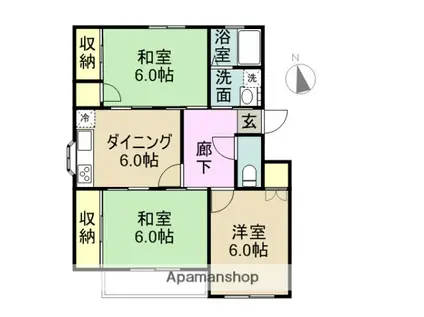 ソル・ヤード吉田(3DK/2階)の間取り写真