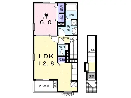 シエル・エトワレ Ⅱ(1LDK/2階)の間取り写真