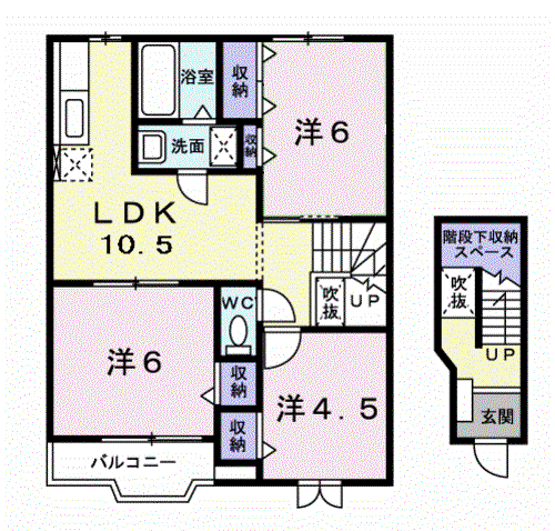 和歌山線 下井阪駅 バス乗車時間:11分 尼岡橋バス停で下車 徒歩6分 2階建 築22年(3LDK/2階)の間取り写真